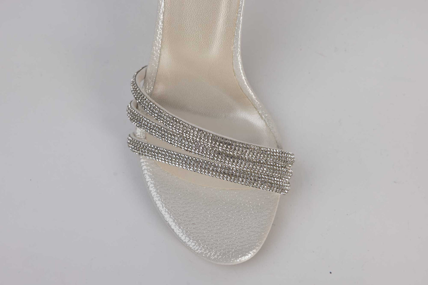 Women's eco leather sandals KARIN 503 White croco satin