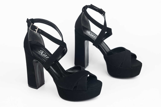 Sandale dama elegante piele ecologica KARIN 7230-X negru velur