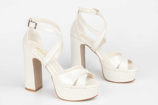 Elegant women's sandals made of eco-leather KARIN 7230-X mother-of-pearl