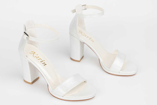Bridal sandals KARIN 6298 white croco satin