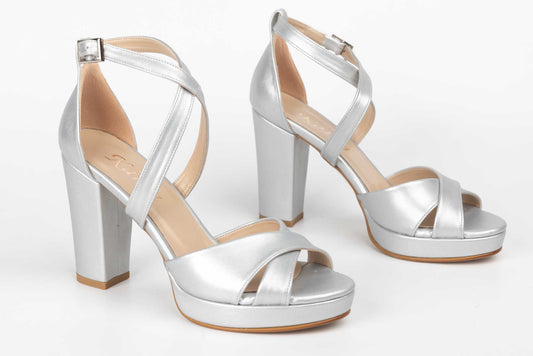 Elegant women's sandals made of eco-leather KARIN 6292 silver