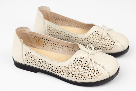 Balerini dama piele naturală perforați FORMAZIONE 5802 Crem