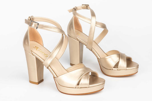 Elegant women's sandals made of eco-leather KARIN 6292 gold