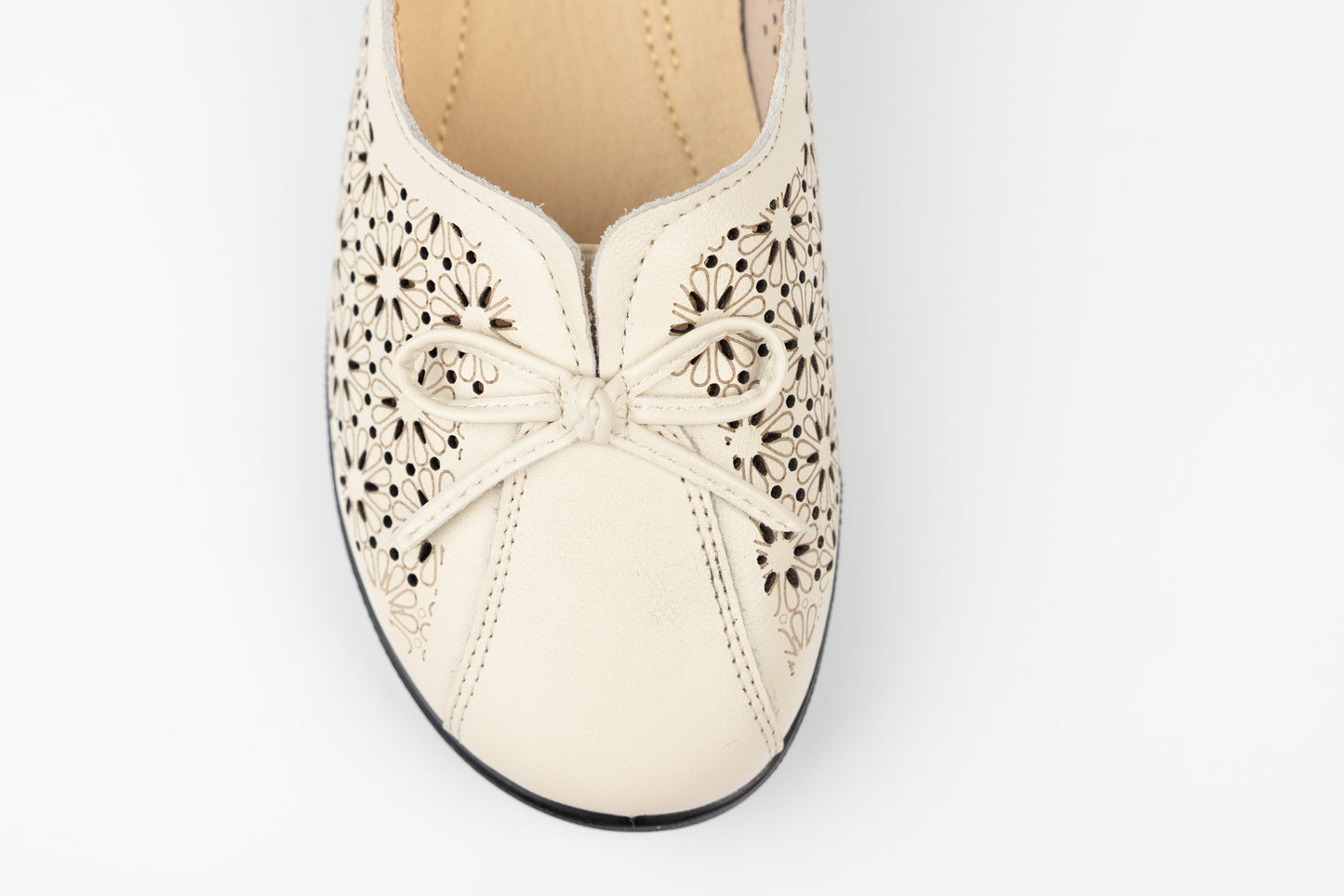 Balerini dama piele naturală perforați FORMAZIONE 5802 Crem