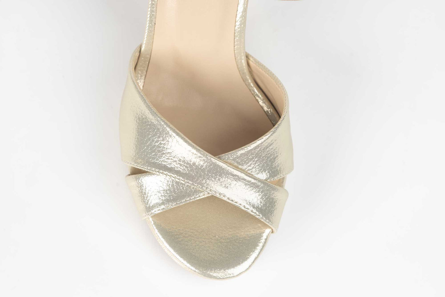 Elegant women's sandals made of eco-leather KARIN 6292 gold croco satin