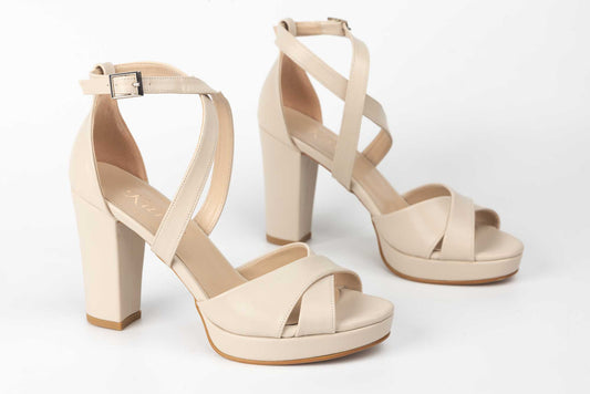 Elegant women's sandals made of eco-leather KARIN 6292 cream