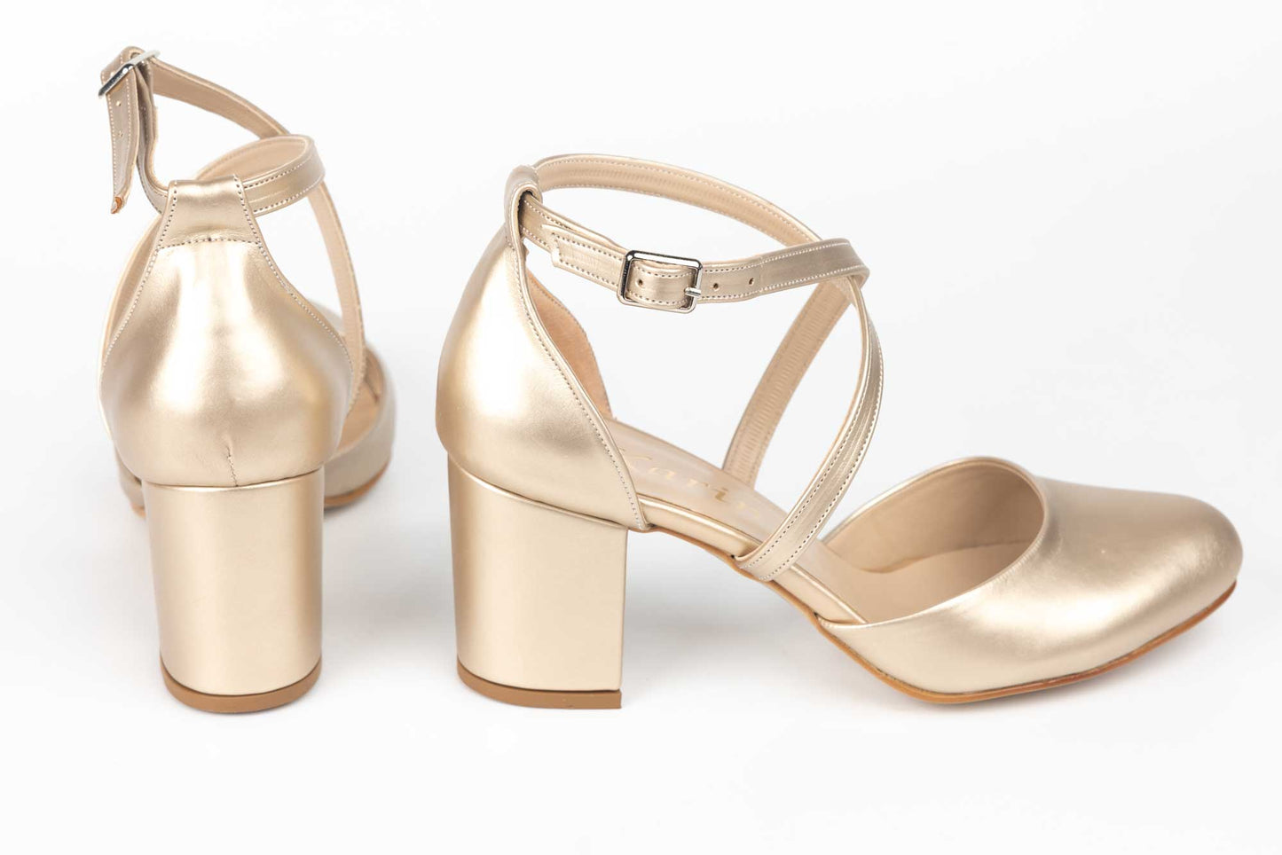 Pantofi dama decupati piele eco KARIN 81 auriu box