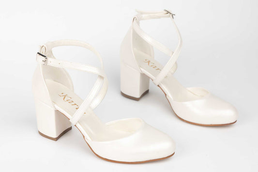 Women's eco-leather cut-out shoes KARIN 81 mother-of-pearl