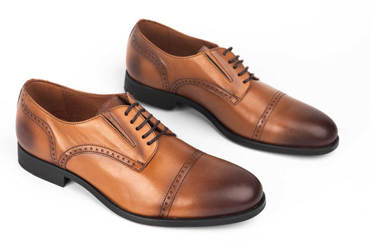 Men's genuine leather shoes RIVA 7043 Cognac