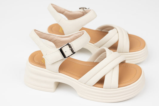 Women's casual genuine leather sandals FORMAZIONE 49013 Cream