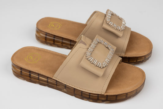 Women's genuine leather slippers FORMAZIONE 49006 Apricot