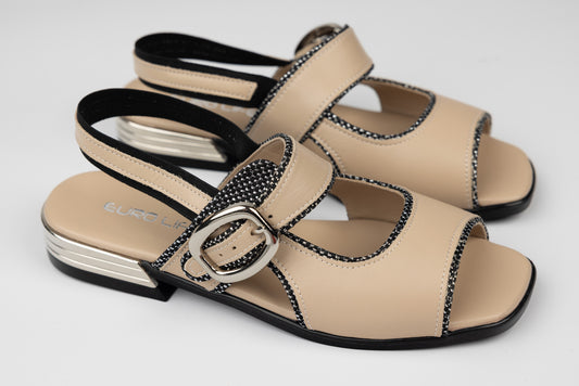 Women's genuine leather sandals LSD 1001 Beige