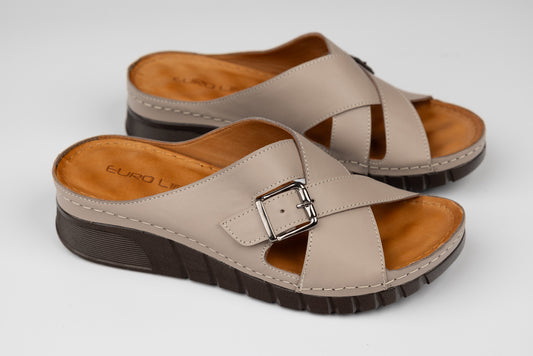 Women's genuine leather flip-flops LSD 101 Mink