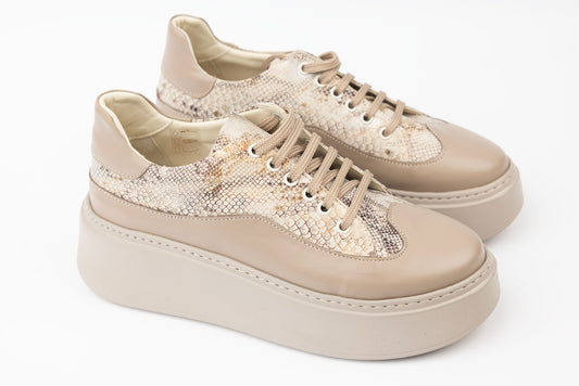 Pantofi dama piele naturală PERLA 3672 Bej șarpe