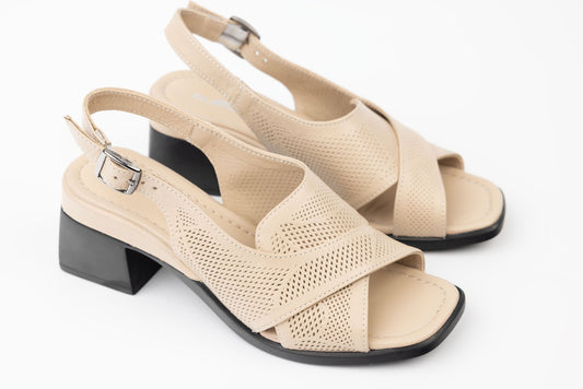 Women's genuine leather sandals LSD 1021 Beige