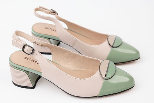 Women's genuine leather cut-out shoes BETINA 2501 Green
