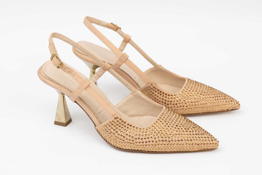 Women's satin crystal shoes LONDON 207-17 Copper