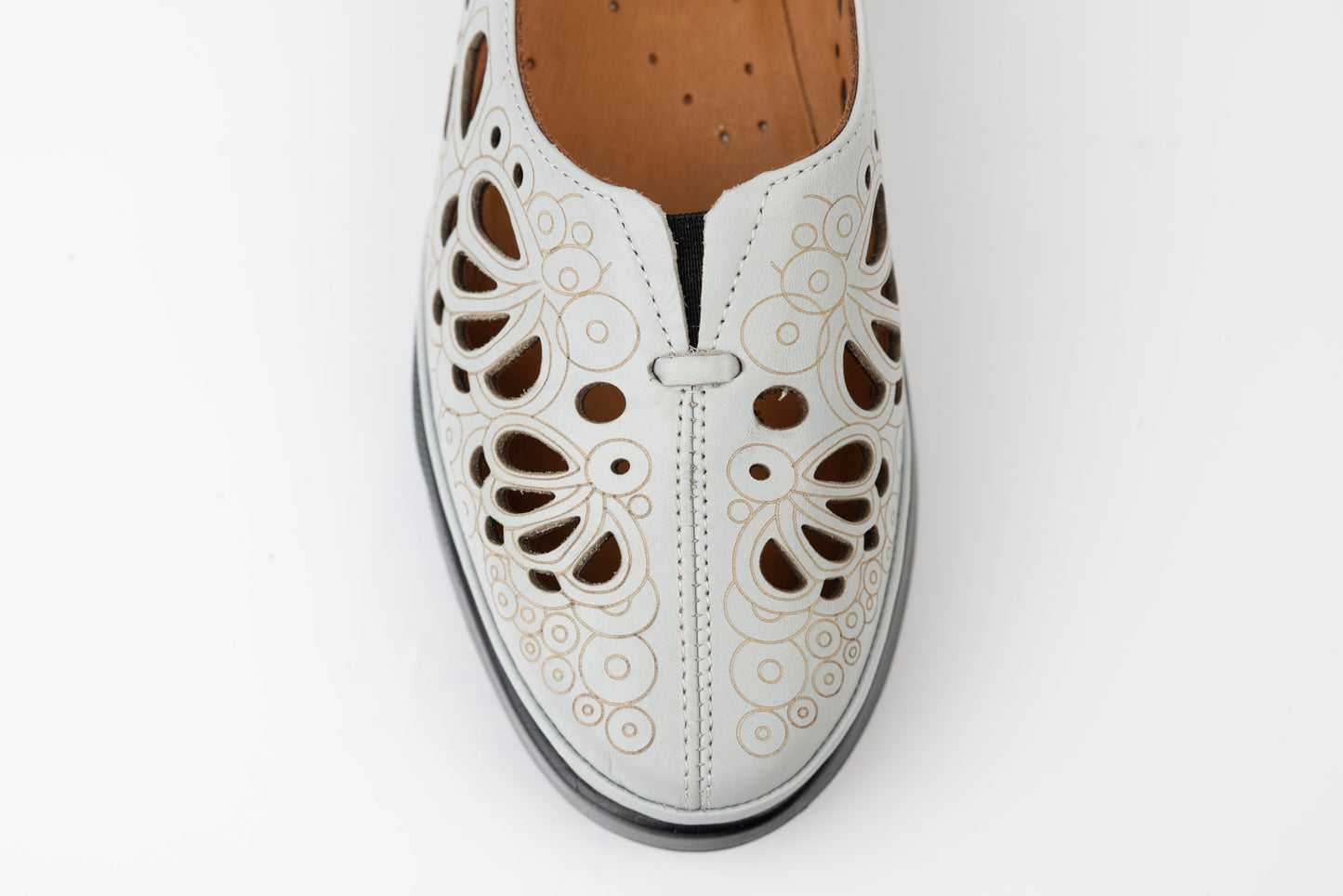 Women's perforated genuine leather shoes LSD 161 Grey