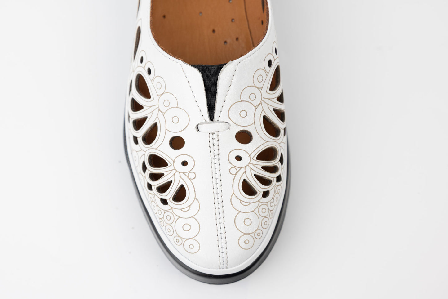 Women's perforated genuine leather shoes LSD 161 White