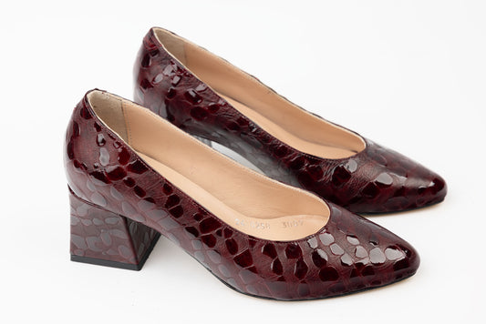 Women's genuine leather shoes LSD 0258 Bordo Croco
