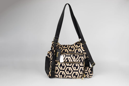 Rucsac/geanta de umăr din piele naturală cu textil FENIX FASHION 2222 N