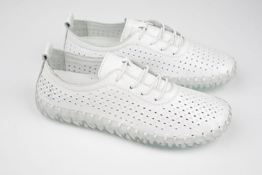 Pantofi damă piele naturală perforați BIOFLEX 200 alb