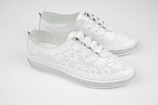 Pantofi damă piele naturală perforați BIOFLEX 116 Alb