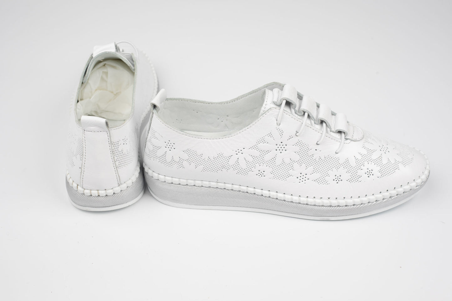 Pantofi damă piele naturală perforați BIOFLEX 116 Alb