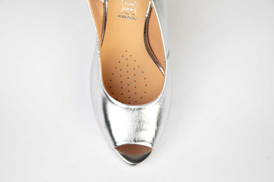 Elegant women's sandals made of genuine leather SALA 20293 silver