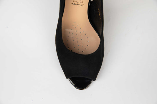 Elegant women's sandals made of genuine leather SALA 20011 black velour