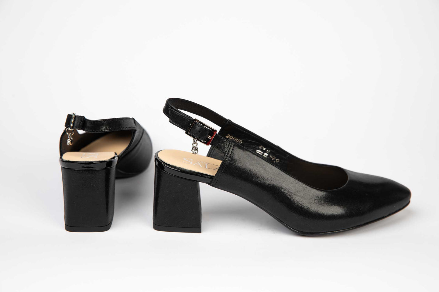 Pantofi dama decupati eleganti din piele naturala SALA 20006 negru sidef