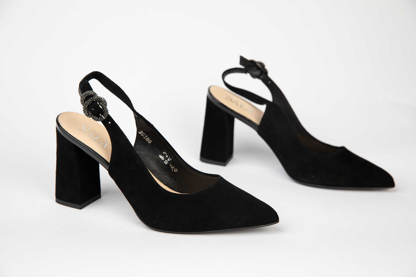 Pantofi dama decupati eleganti din piele naturala SALA 20180 negru velur