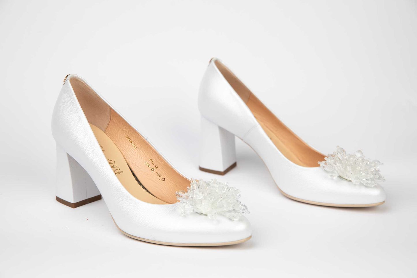 Pantofi mireasa piele naturala SALA 20430 alb accesoriu