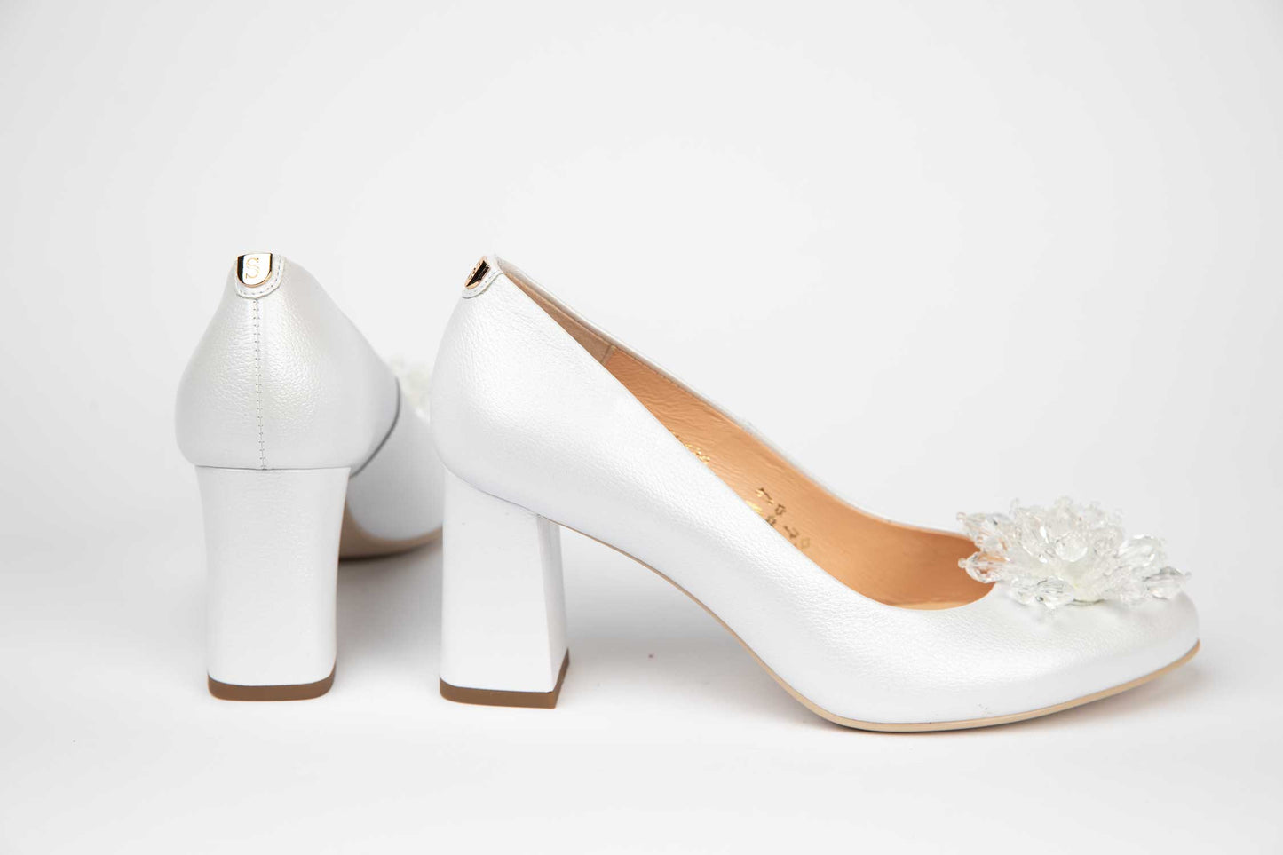 Pantofi mireasa piele naturala SALA 20430 alb accesoriu