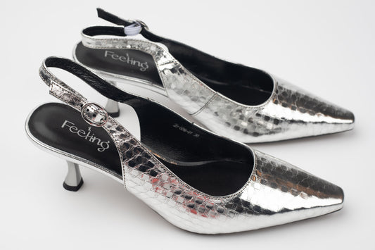 Pantofi damă piele naturală FEELING 26-588 Argintiu