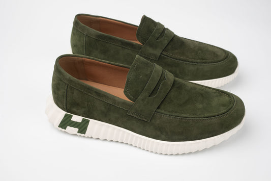 Pantofi bărbați piele naturală întoarsă FRANCO GERARDO 25860 Verde vel