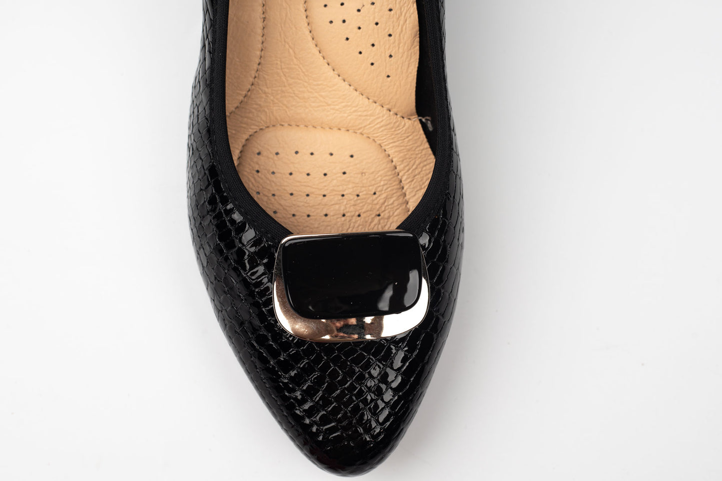 Pantofi damă piele naturală lăcuită croco 1561 N lac croco