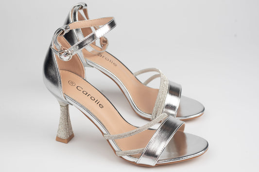 Sandale damă piele eco premium CAROL 28 Argintiu