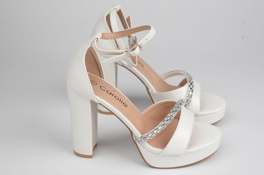 Sandale damă piele eco premium CAROL 3-A Alb