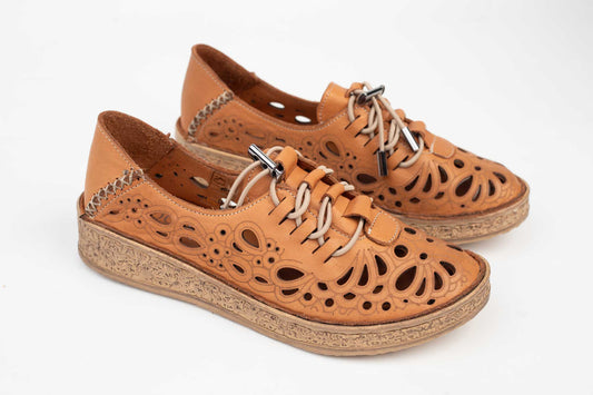 Perforated natural leather shoes DOGATI 7154 Taba