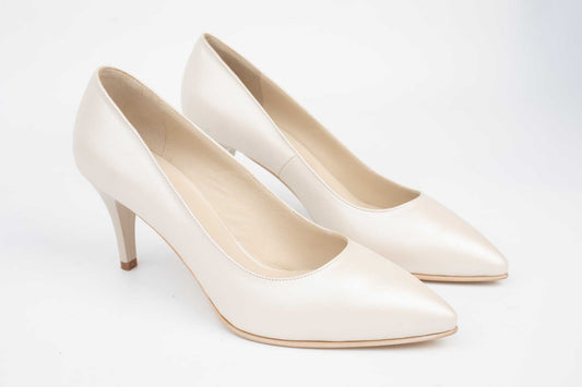 NINA OCHINNI 631 genuine leather bridal shoes, beige box