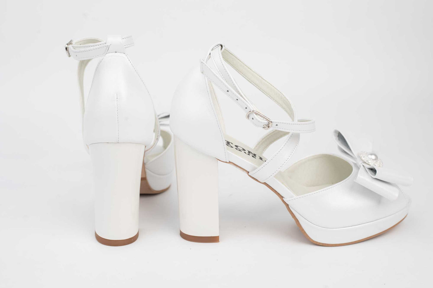 Sandale mireasa piele naturala ANTONIO 1954 Alb accesorizat perle
