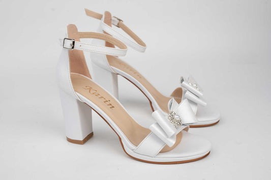 Bridal sandals eco leather KARIN 6298 White accessory box