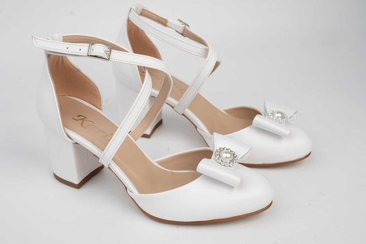 Premium quality ecological leather bridal shoes Karin 81 white accessory