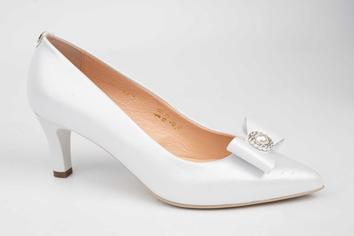 Pantofi mireasa piele naturala SALA 1105 Alb box accesoriu