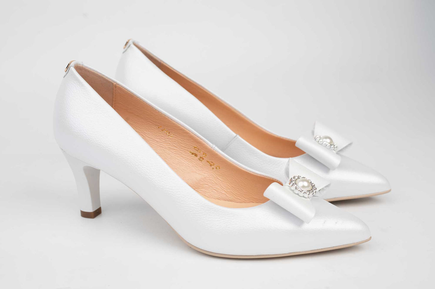 Pantofi mireasa piele naturala SALA 1105 Alb box accesoriu