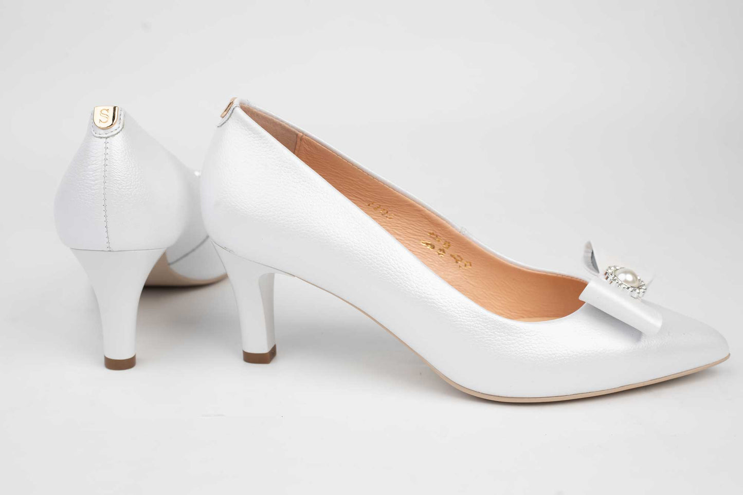 Pantofi mireasa piele naturala SALA 1105 Alb box accesoriu