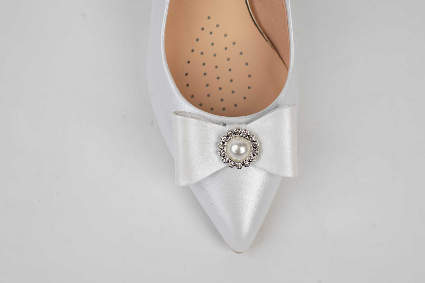 Pantofi mireasa piele naturala SALA 1105 Alb box accesoriu