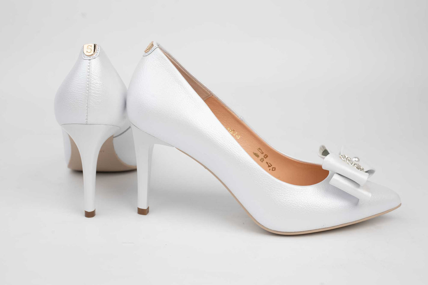 Pantofi mireasa piele naturala SALA 1816 Alb accesoriu