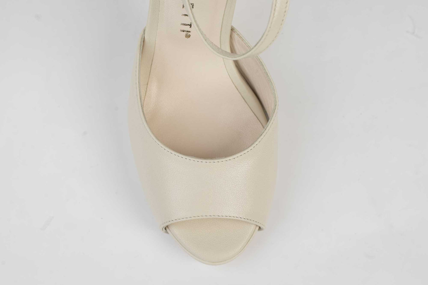 NINA OCCHINI 305-1 Ivory box genuine leather bridal sandals